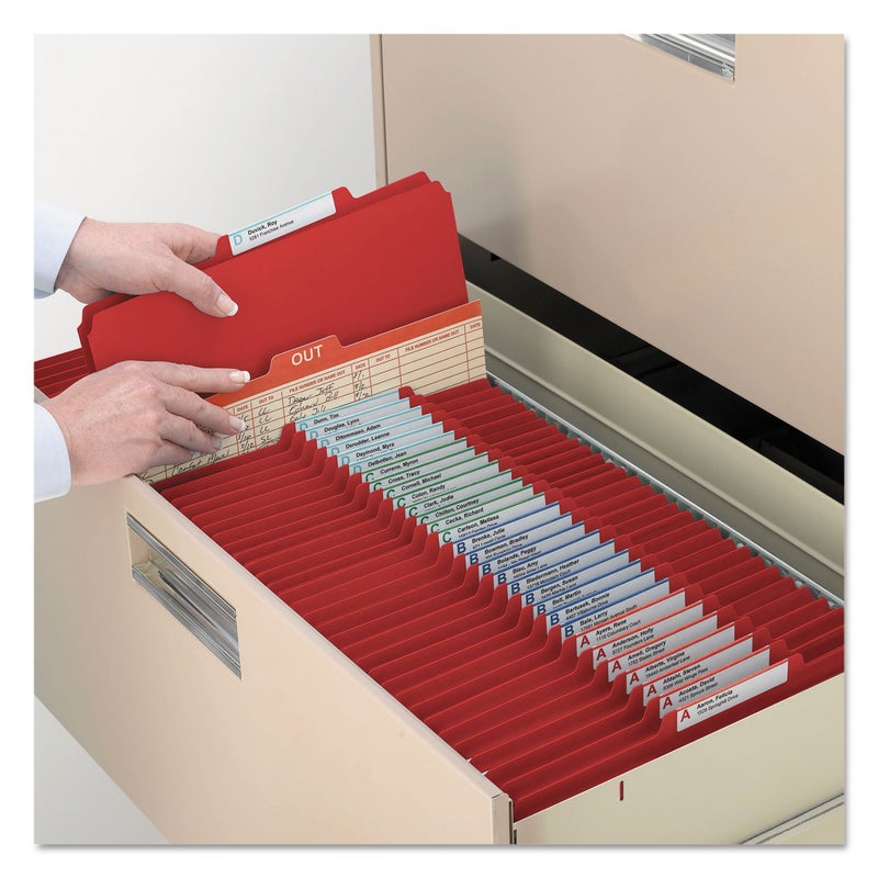 Smead Pressboard Classification File Folder with SafeSHIELD Fasteners, 2 Pocket Dividers, 2" Expansion, Legal Size, Bright Red, 10 per Box (19082) - Image 5